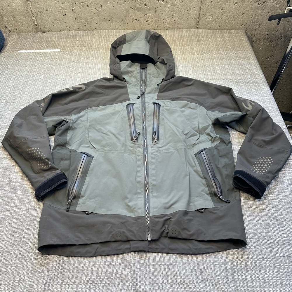 Simms ProDry Jacket Men Large Gray Performance Waterproff Gore Tex Fishing Coat*